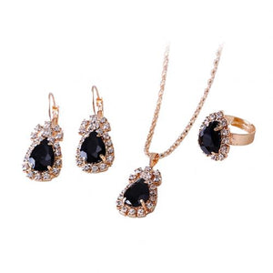 Open image in slideshow, Raining Rhinestone | Necklace, Earring, and Ring Set
